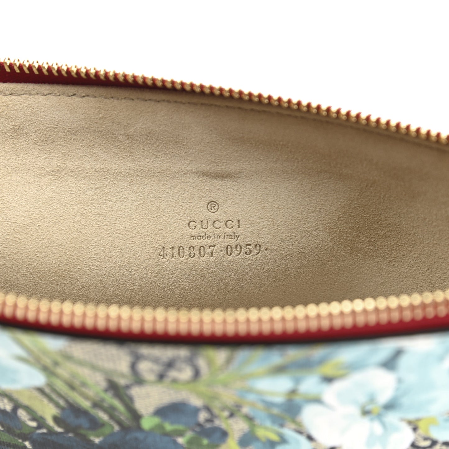 GG Supreme Monogram Blooms Suede Large Zip Pouch Blue