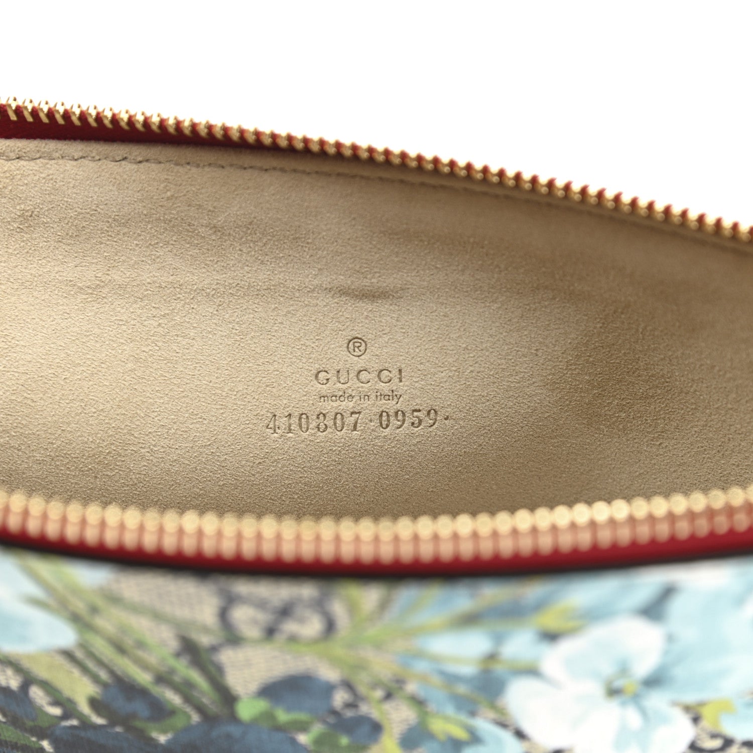 Gucci GG Supreme Monogram Blooms Suede Large Zip Pouch Blue 6 of 7