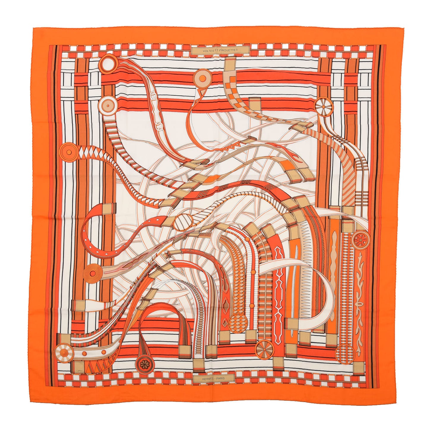 Cashmere Silk Voltes Et Pirouettes Shawl 140 Orange White Vermillion
