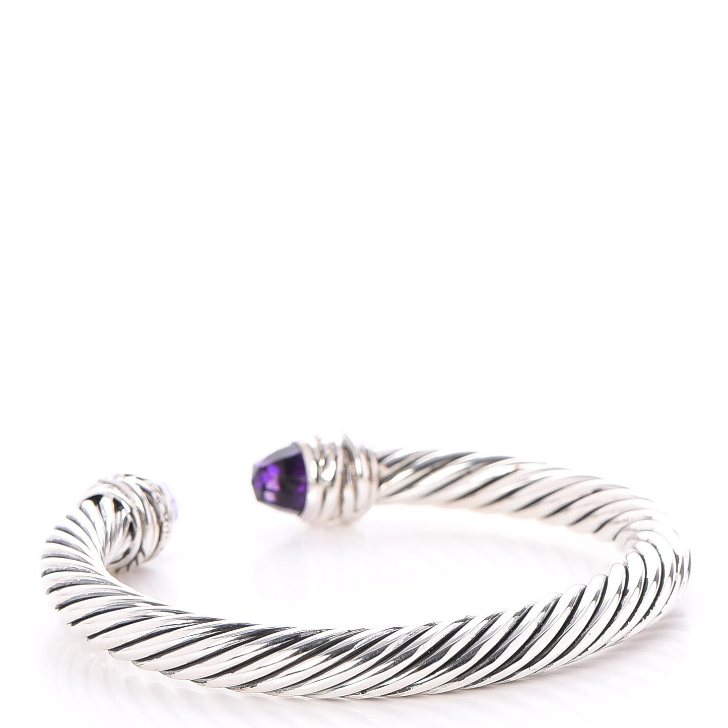 Sterling Silver Diamond Amethyst 7mm Cable Crossover Bracelet
