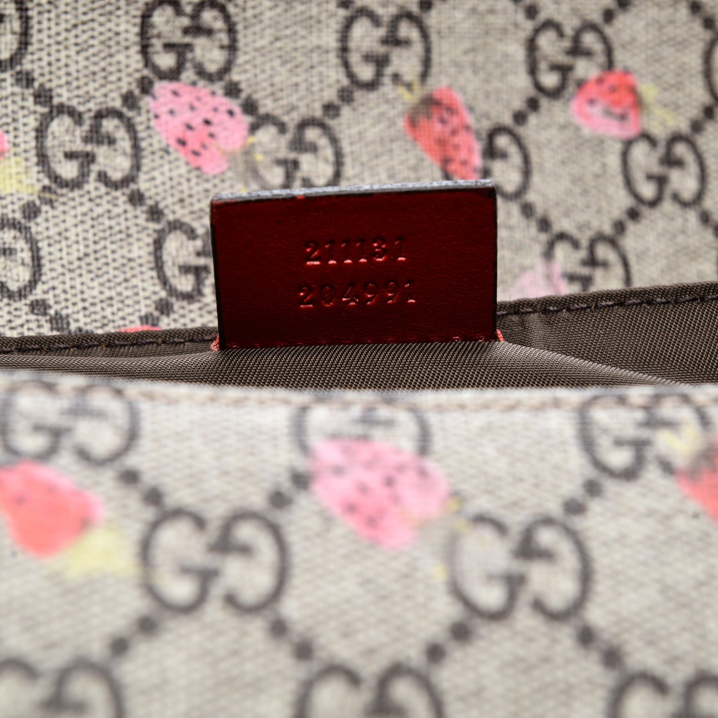 GG Supreme Monogram Strawberry Messenger Diaper Bag Beige