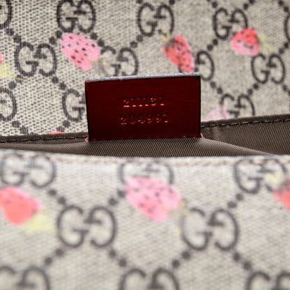 Gucci GG Supreme Monogram Strawberry Messenger Diaper Bag Beige 10 of 15