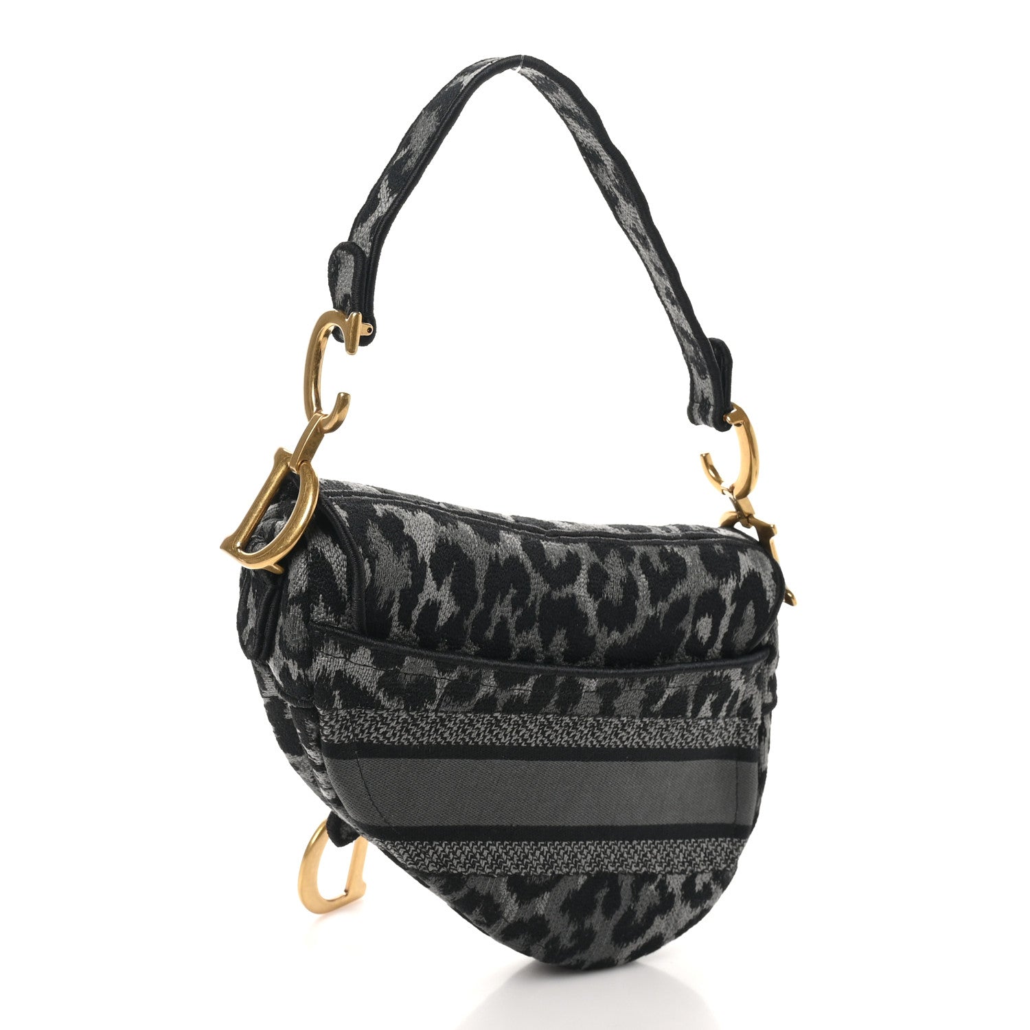Christian Dior Canvas Mizza Embroidered Saddle Bag Gray 2 of 10