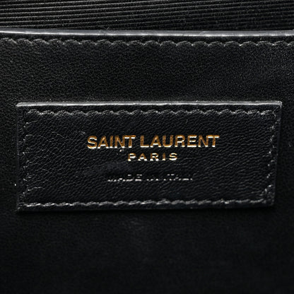 Saint Laurent Grain De Poudre Matelasse Chevron Medium Monogram Satchel Black 6 of 14