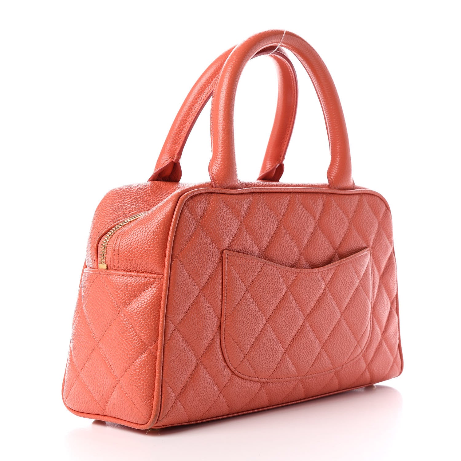 Chanel Caviar Quilted Small Bowler Coral 3 of 9