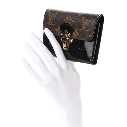 Louis Vuitton Patent Calfskin Monogram Cherrywood Compact Wallet Black 4 of 12
