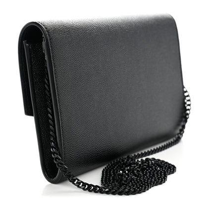 Saint Laurent Grain De Poudre Monochrome Uptown Chain Wallet Black 3 of 11