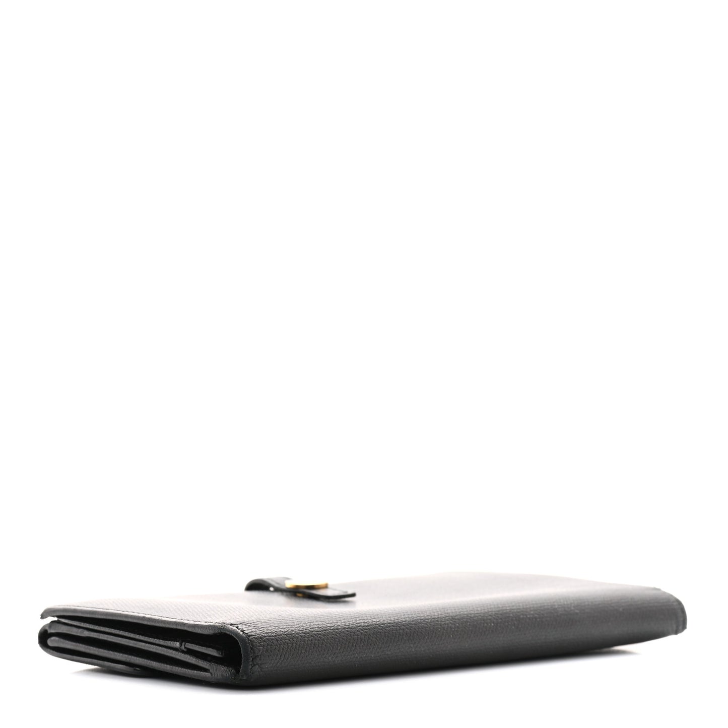 Grained Calfskin CC Button Long Wallet Black