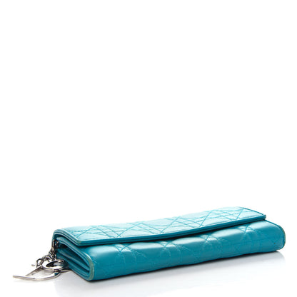 Christian Dior Lambskin Cannage Lady Dior Rendezvous Wallet On Chain Turquoise 4 of 8