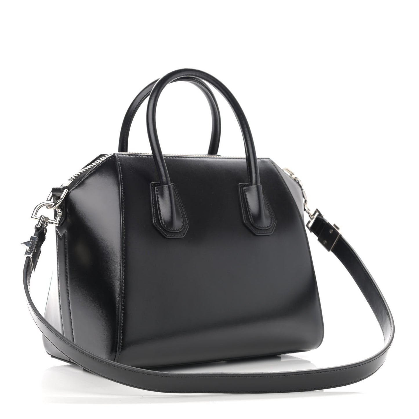 Shiny Lord Calfskin Small Antigona Black