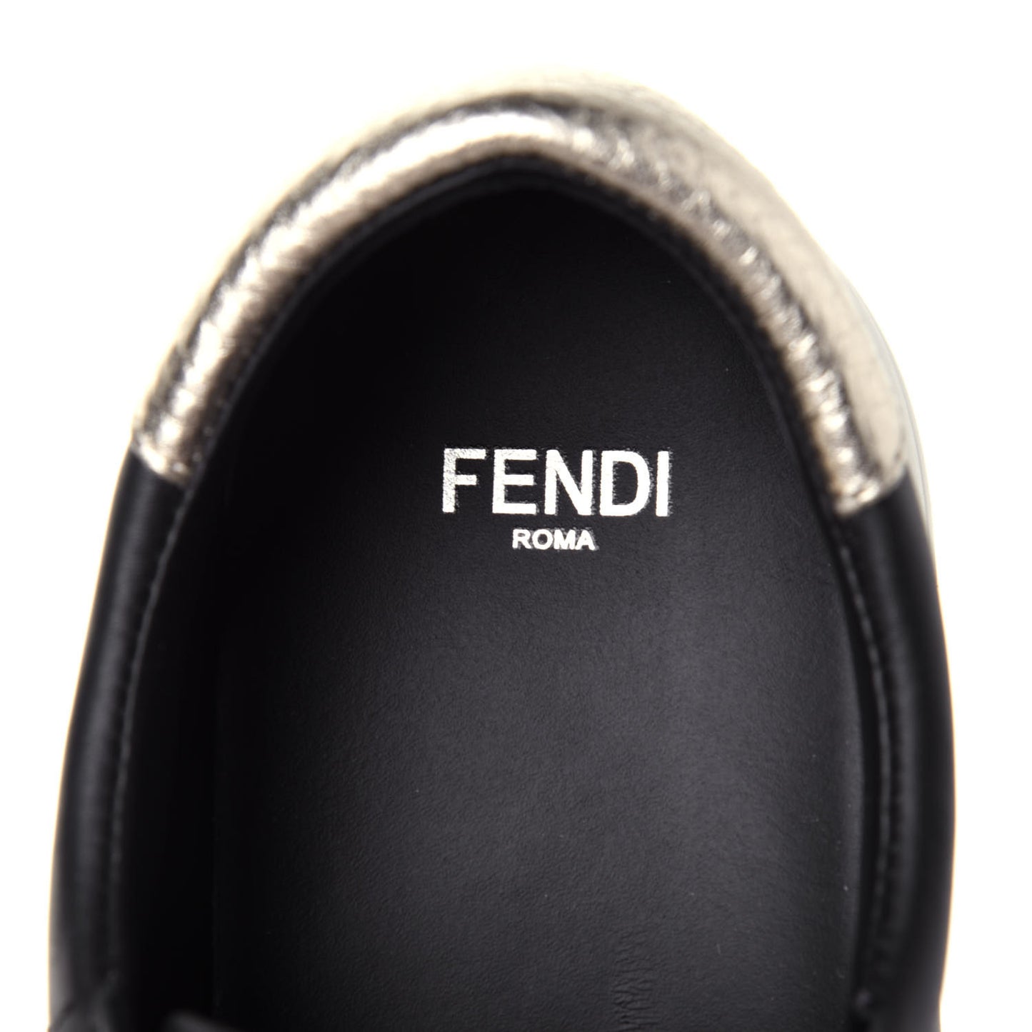 Vitello Lurex Rockoclick Slip On Sneakers 36 Black Gold