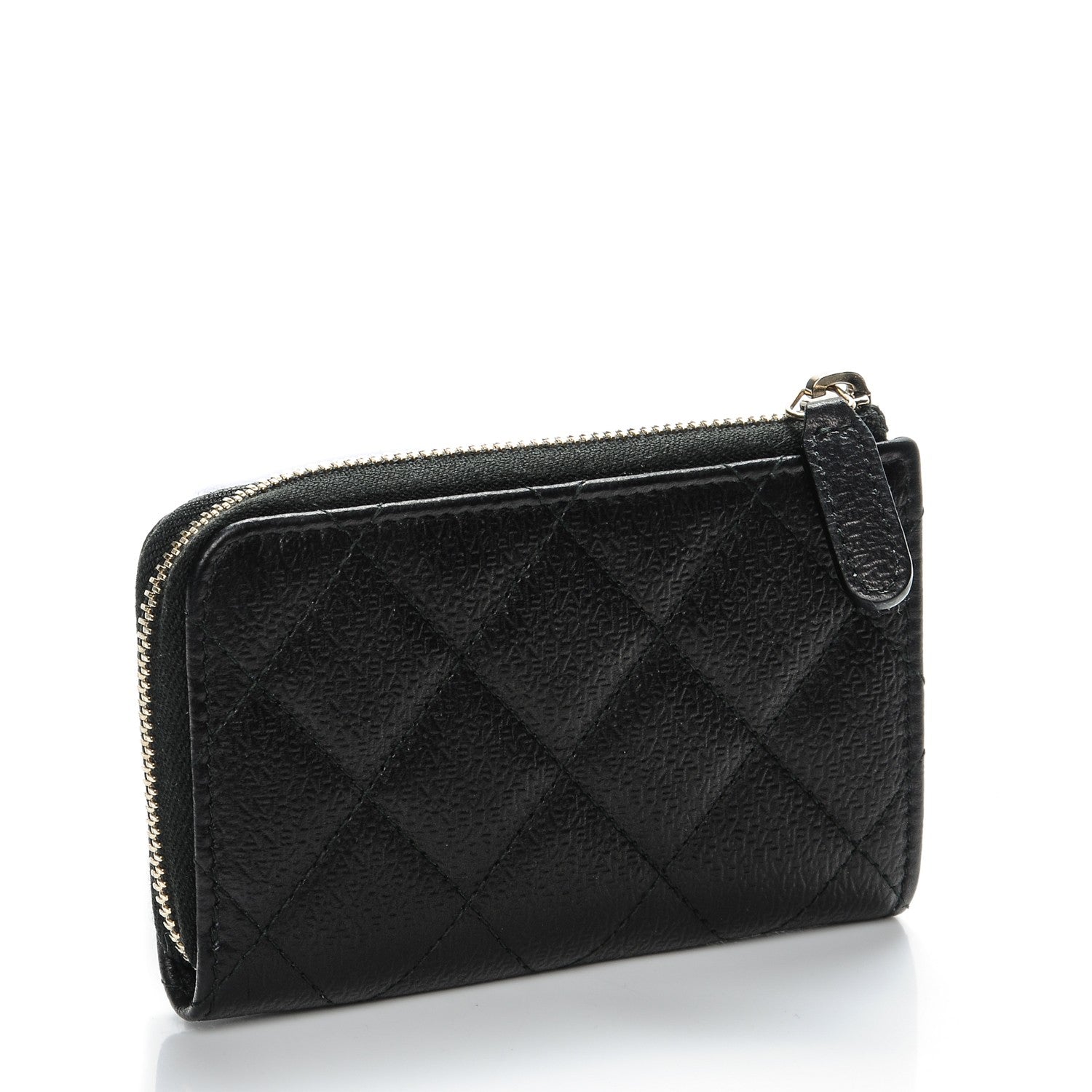Chanel Letter Calfskin Embossed Quilted Key Holder Case Black 3 of 7