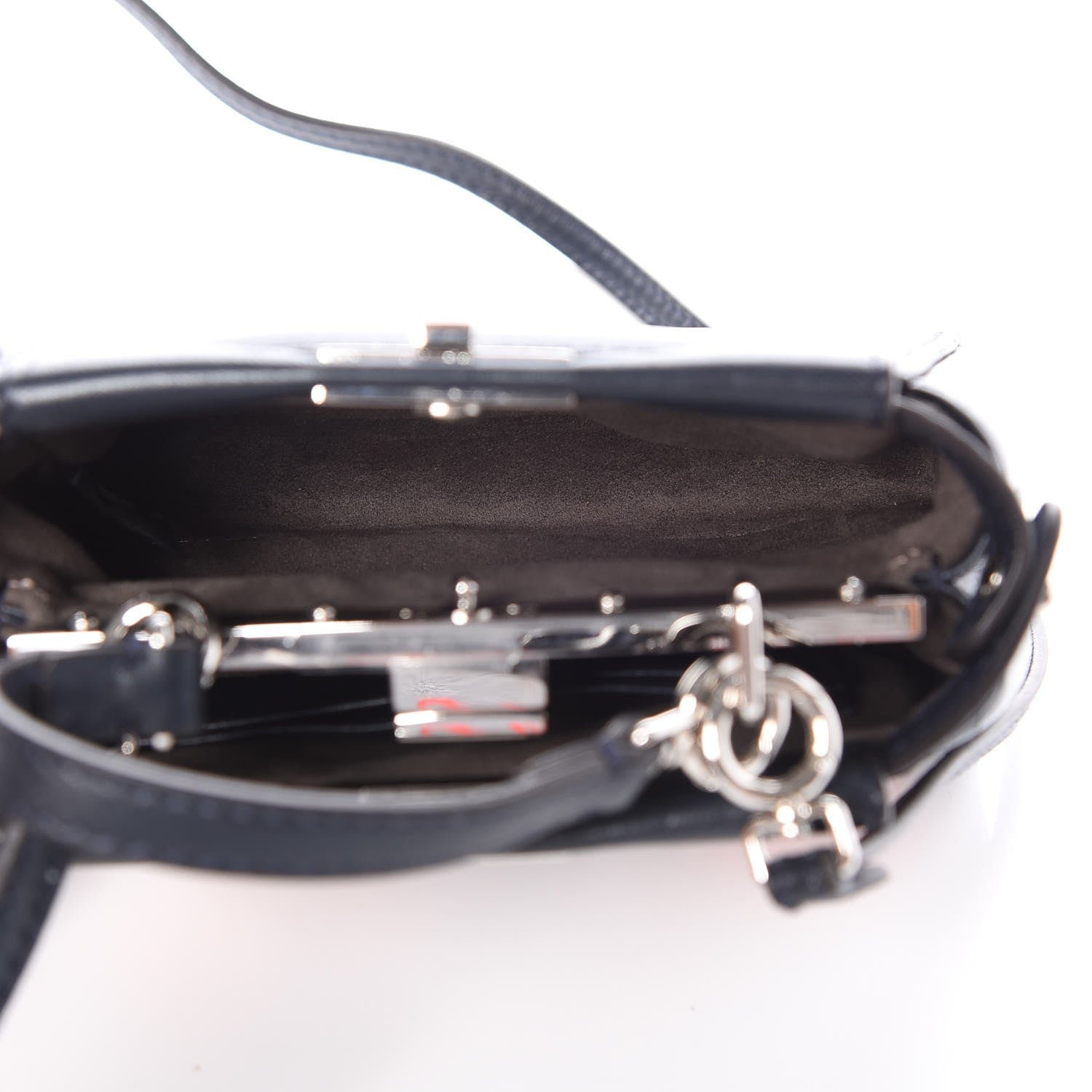 Fendi Shiny Nappa Botanic Garden Embroidered Micro Peekaboo Iconic Satchel Ocean Arancio 5 of 7