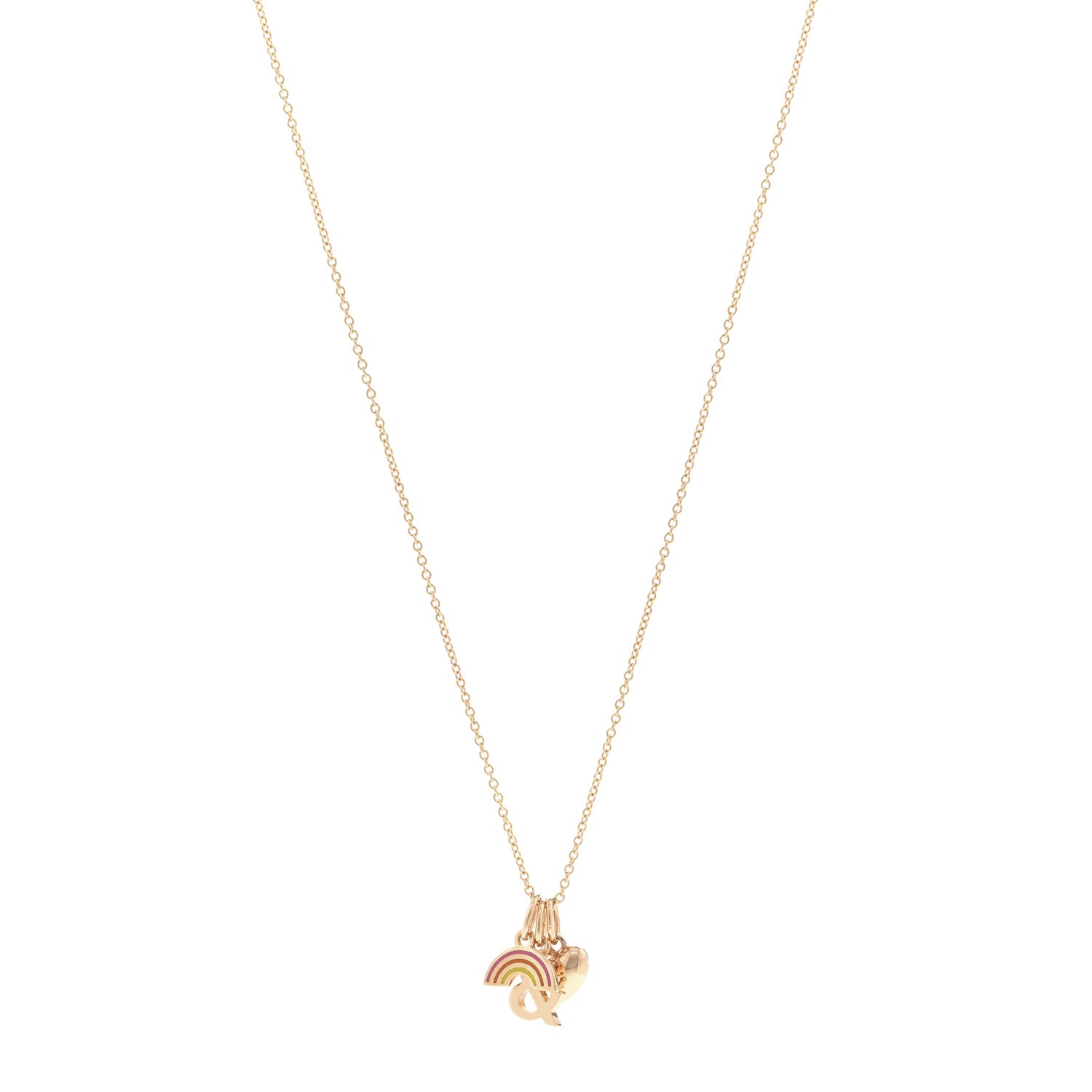 Tiffany 18K Rose Gold Enamel Love Rainbow Charm Pendant Necklace Multicolor 1 of 5