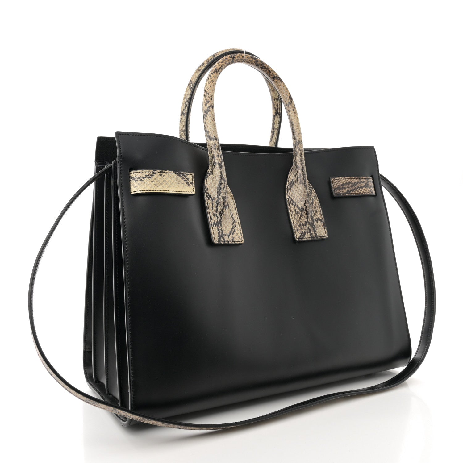 Saint Laurent Calfskin Embossed Snakeskin Small Sac De Jour Black 3 of 14