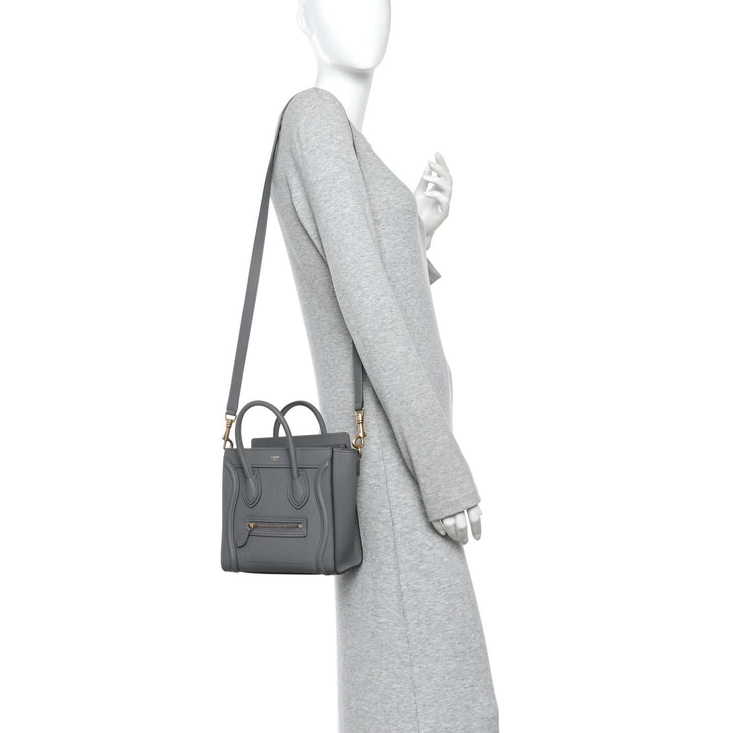 Drummed Calfskin Nano Luggage Kohl