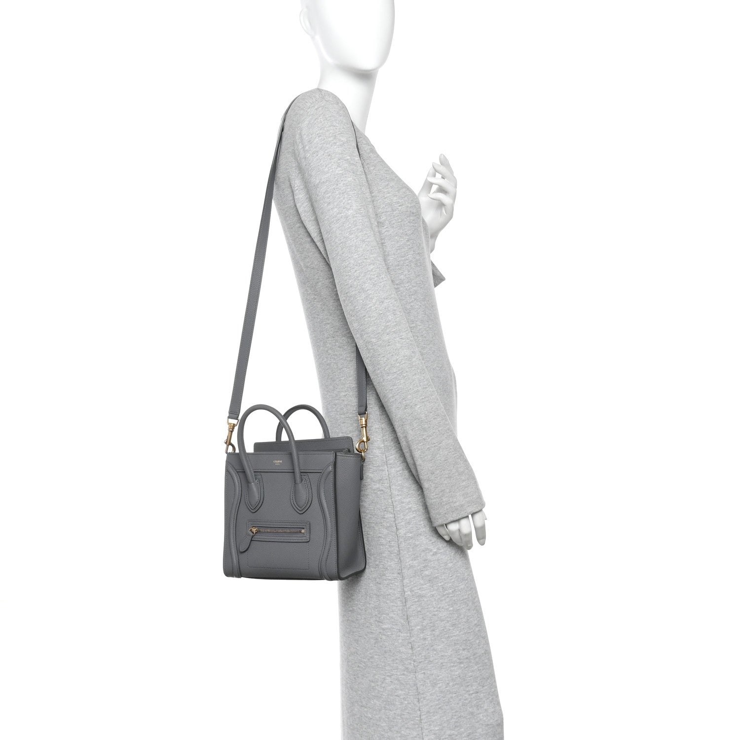 Celine Drummed Calfskin Nano Luggage Kohl 2 of 11