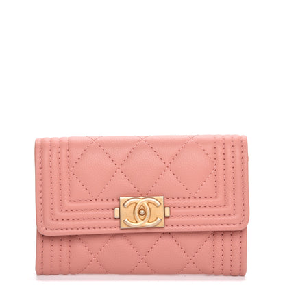Chanel Caviar Quilted Boy Card Holder Wallet Light Pink 1 of 9