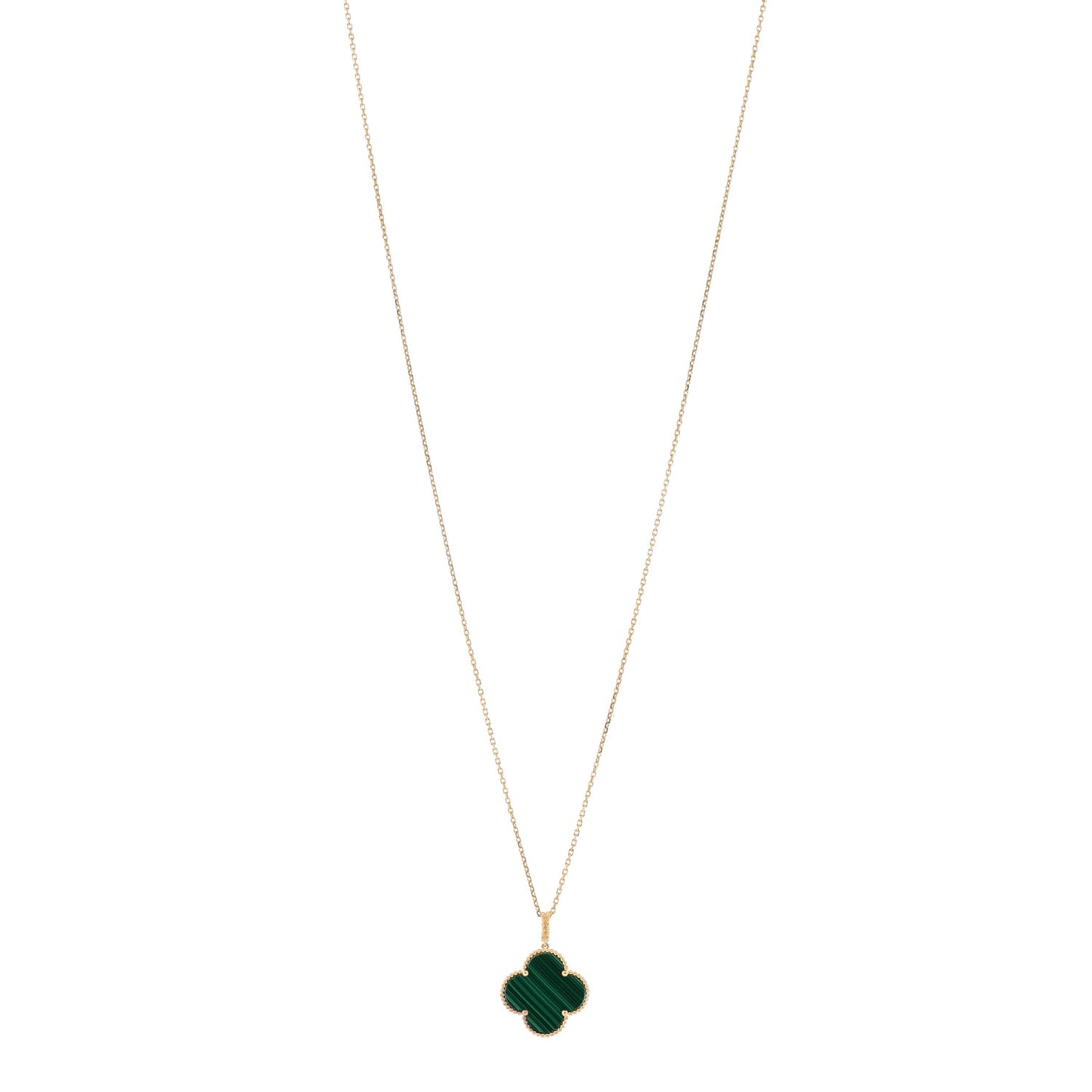 18K Yellow Gold Malachite Magic Alhambra Pendant Necklace