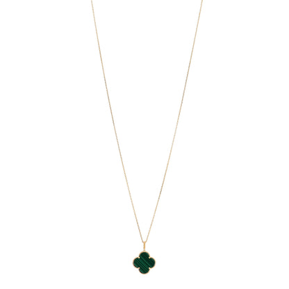 Van Cleef & Arpels 18K Yellow Gold Malachite Magic Alhambra Pendant Necklace 1 of 6