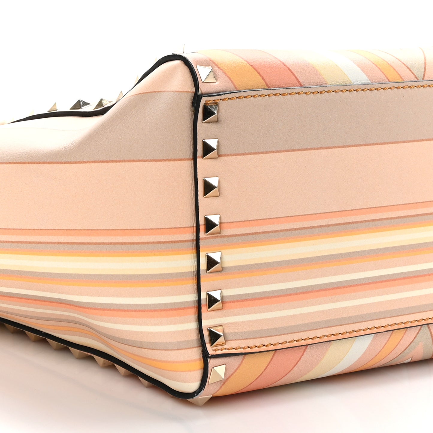 Vitello Native Couture 1975 Rockstud Double Handle Tote Mandarin Sorbet