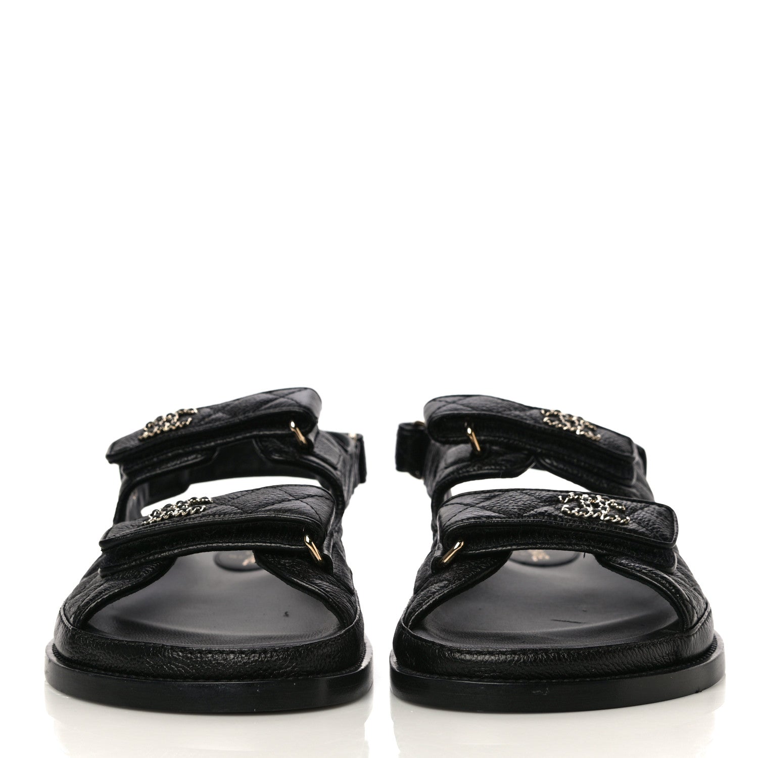 Chanel Grained Calfskin Velcro Dad Sandals 40 Black 2 of 13
