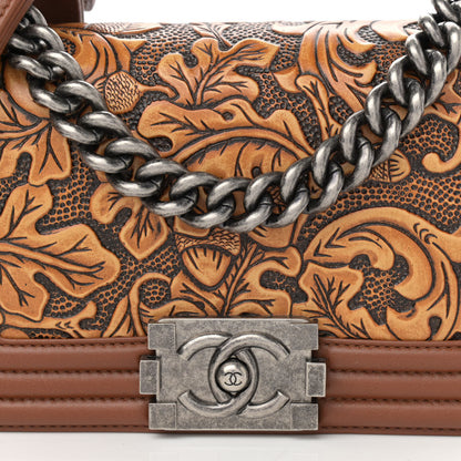 Chanel Calfskin Embossed Small Cordoba Boy Flap Brown 8 of 10