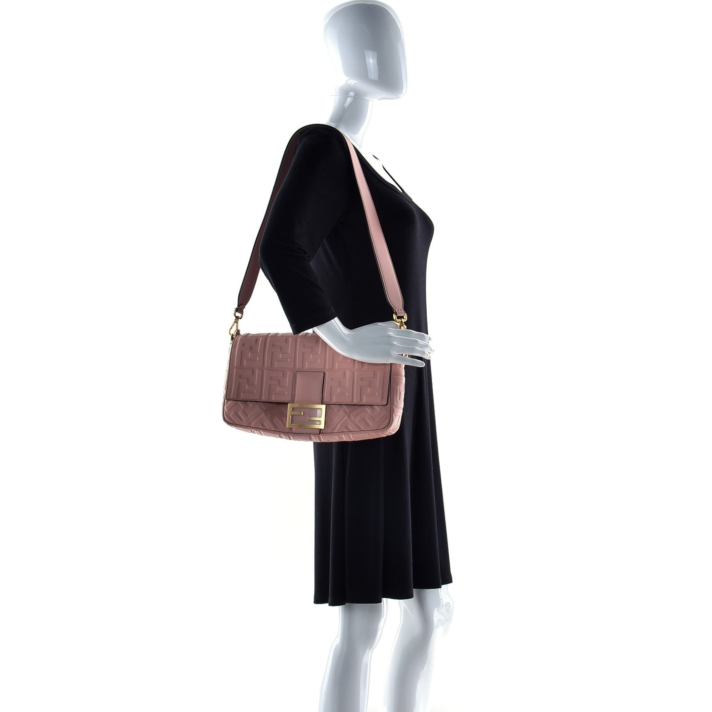 Nappa FF 1974 Embossed Baguette Rosa Quarzo
