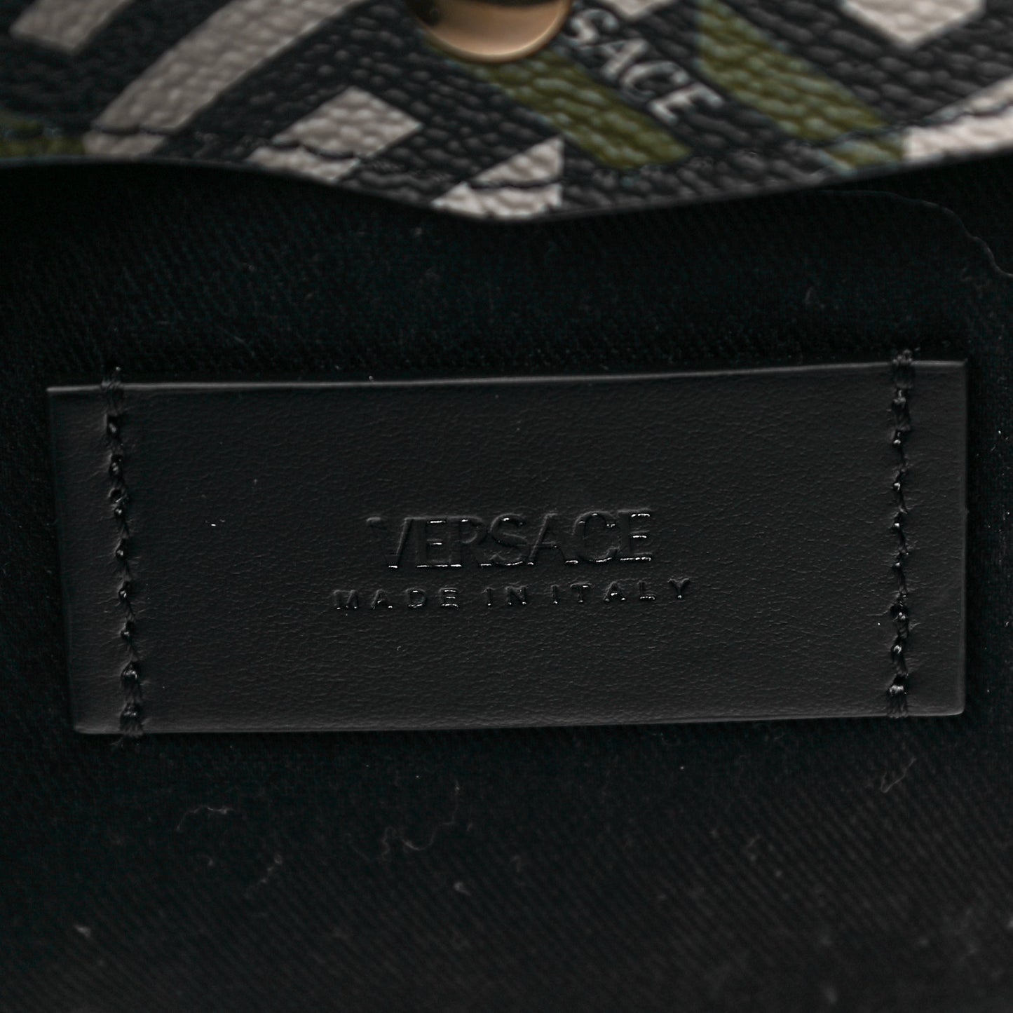 Coated Canvas Calfskin La Greca Signature Tote Bag Black Khaki