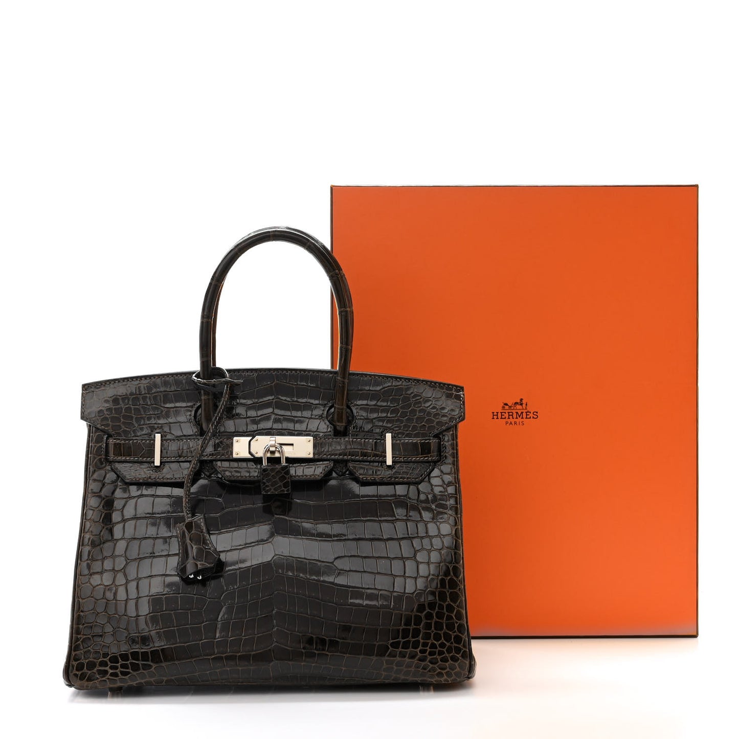 Shiny Porosus Crocodile Birkin 30 Graphite