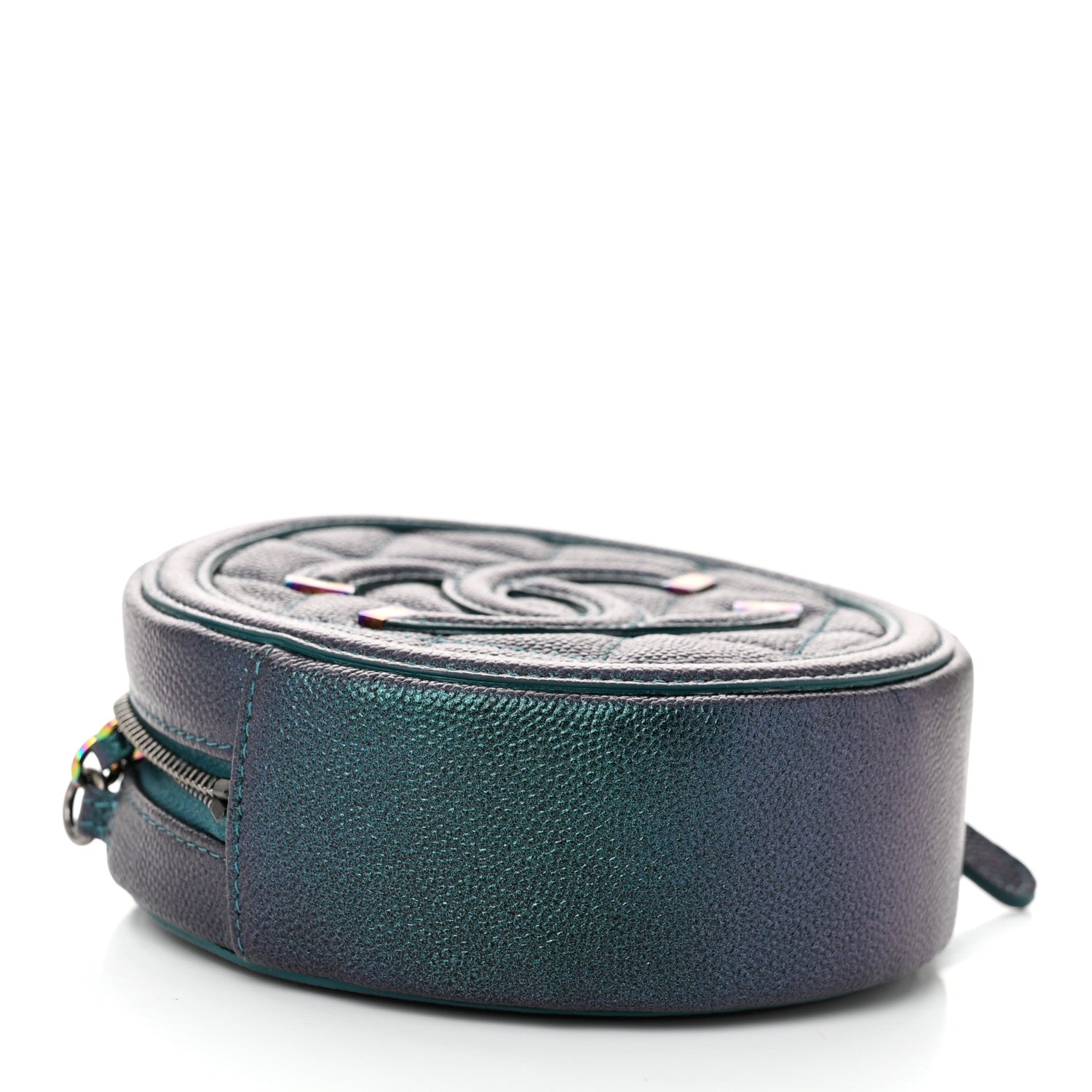 Chanel Iridescent Caviar Quilted Round Filigree Crossbody Dark Turquoise 4 of 11