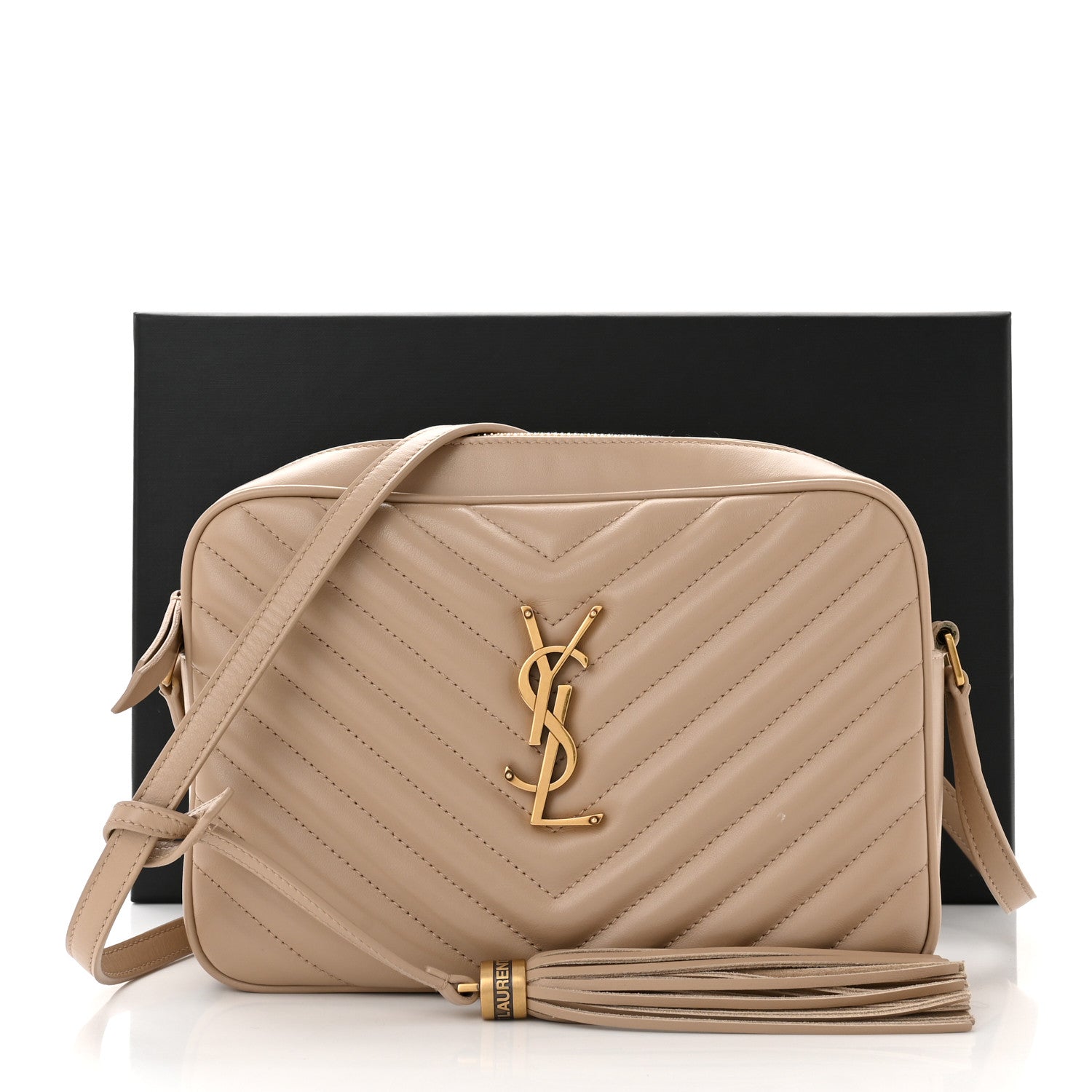 Saint Laurent Calfskin Matelasse Monogram Lou Camera Bag Dark Beige 14 of 14