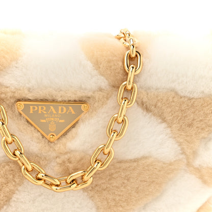 Prada Shearling Symbole Mini Triangle Bag Ecru White 7 of 9
