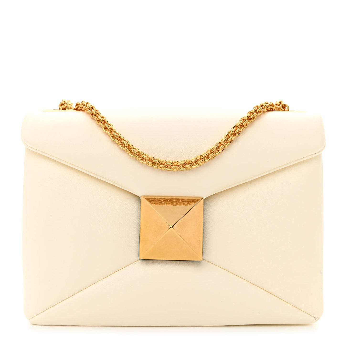Nappa One Stud Chain Clutch Ivory