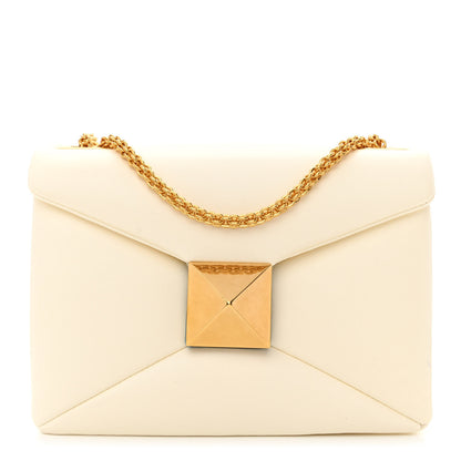 Valentino Garavani Nappa One Stud Chain Clutch Ivory 1 of 10