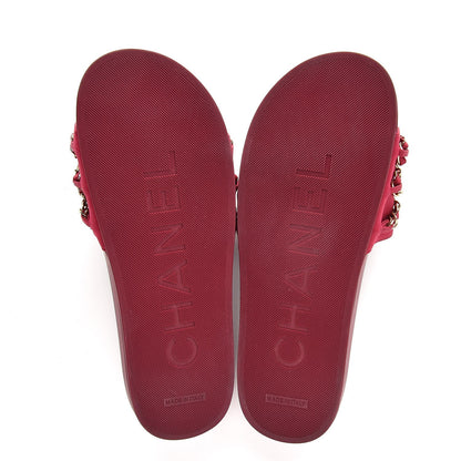 Chanel Satin Chain Flat Sandals 40 Dark Fuchsia 5 of 8
