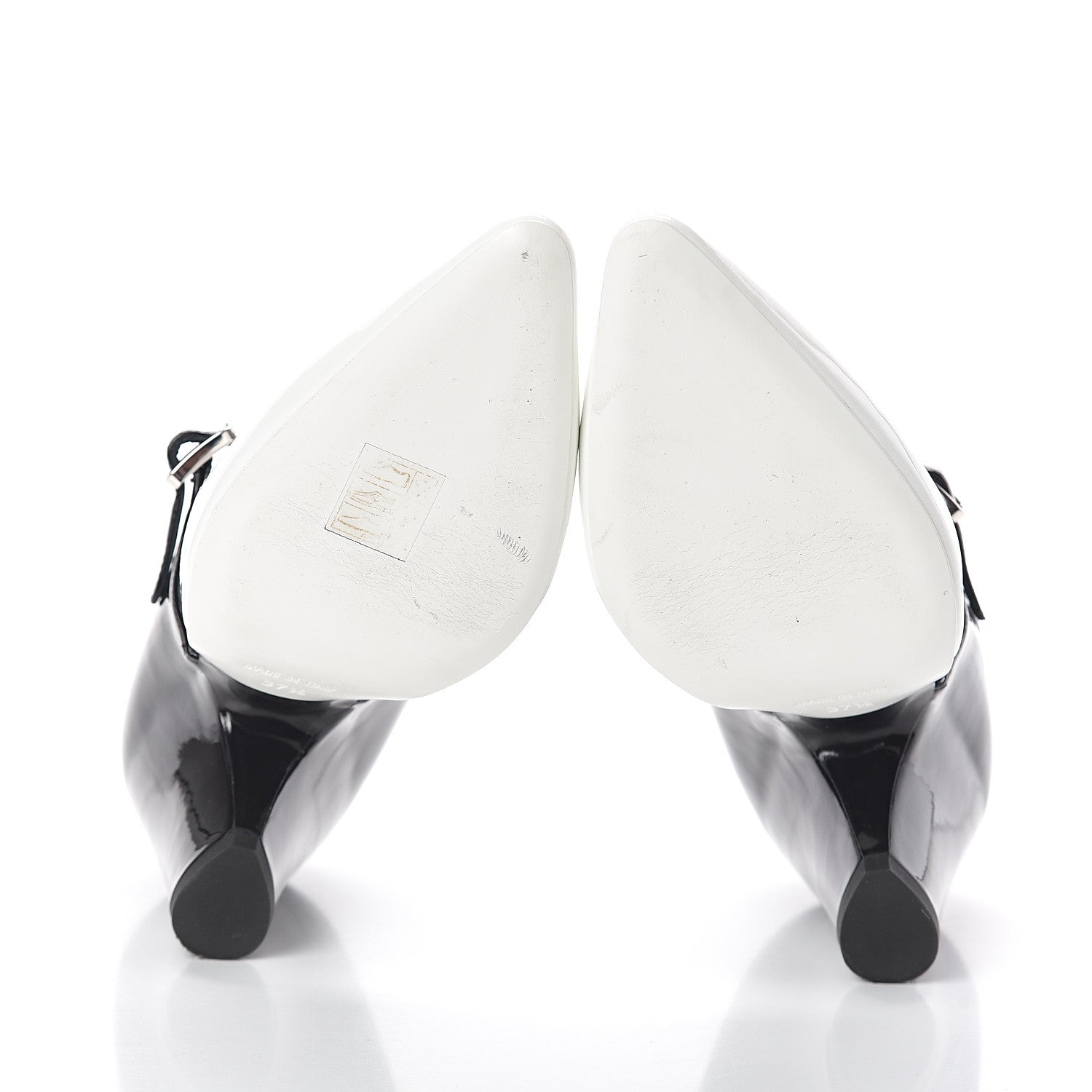 Chanel Patent Calfskin CC Pumps 37.5 White Black 7 of 7