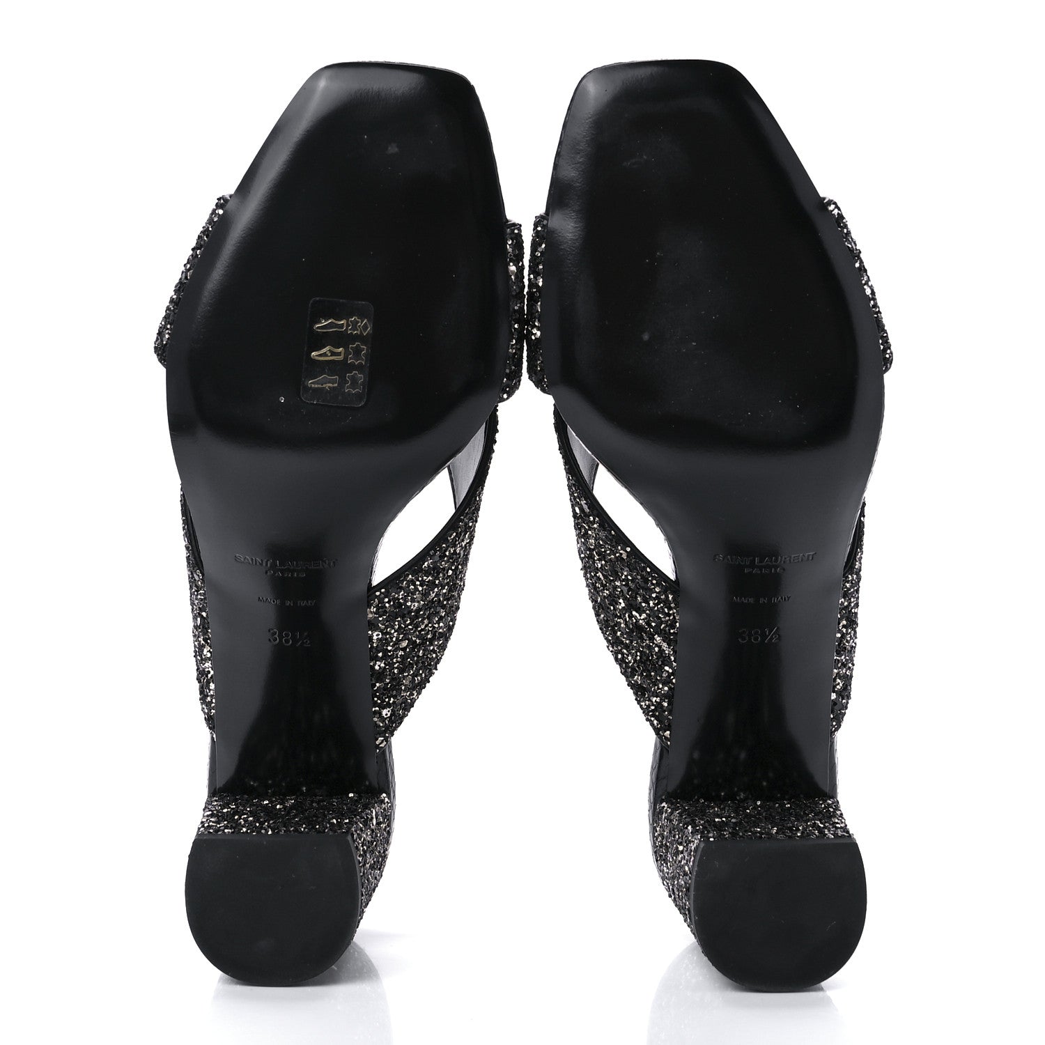 Saint Laurent Glitter LouLou 70 Mule Sandals 38.5 Black Gold 7 of 10