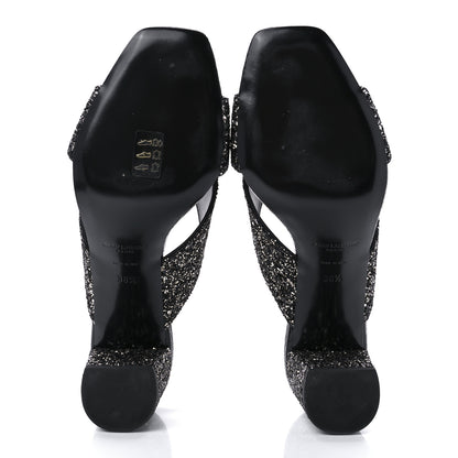 Saint Laurent Glitter LouLou 70 Mule Sandals 38.5 Black Gold 7 of 10