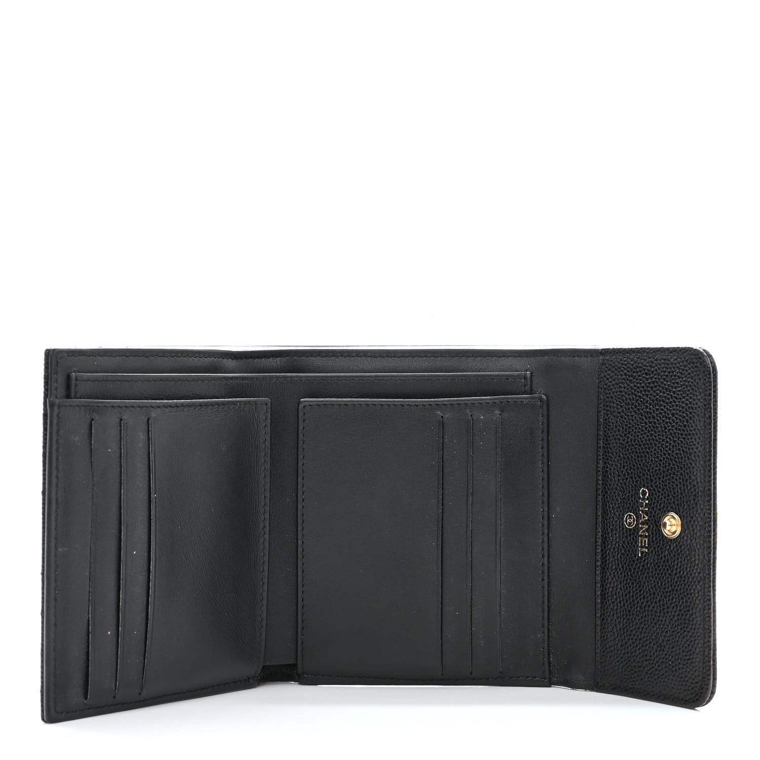 Chanel Caviar Chevron Quilted Boy Compact Wallet Black 5 of 11
