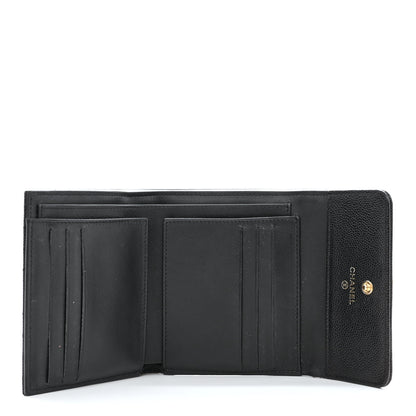 Chanel Caviar Chevron Quilted Boy Compact Wallet Black 5 of 11