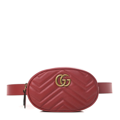 Gucci Calfskin Matelasse GG Marmont Belt Bag 95 38 Hibiscus Red 1 of 12