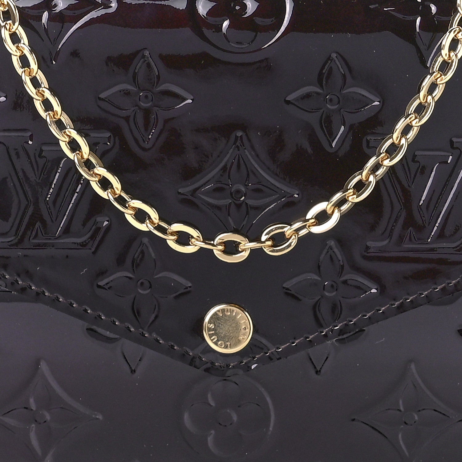Louis Vuitton Vernis Pochette Felicie Chain Wallet Amarante 9 of 13