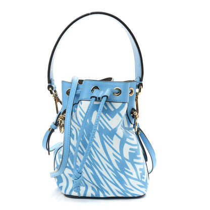 Fendi X SARAH COLEMAN Glazed Canvas Vitello King F is Fendi FF Vertigo Mini Mon Tresor Bucket Bag Cyber Blue White 1 of 11