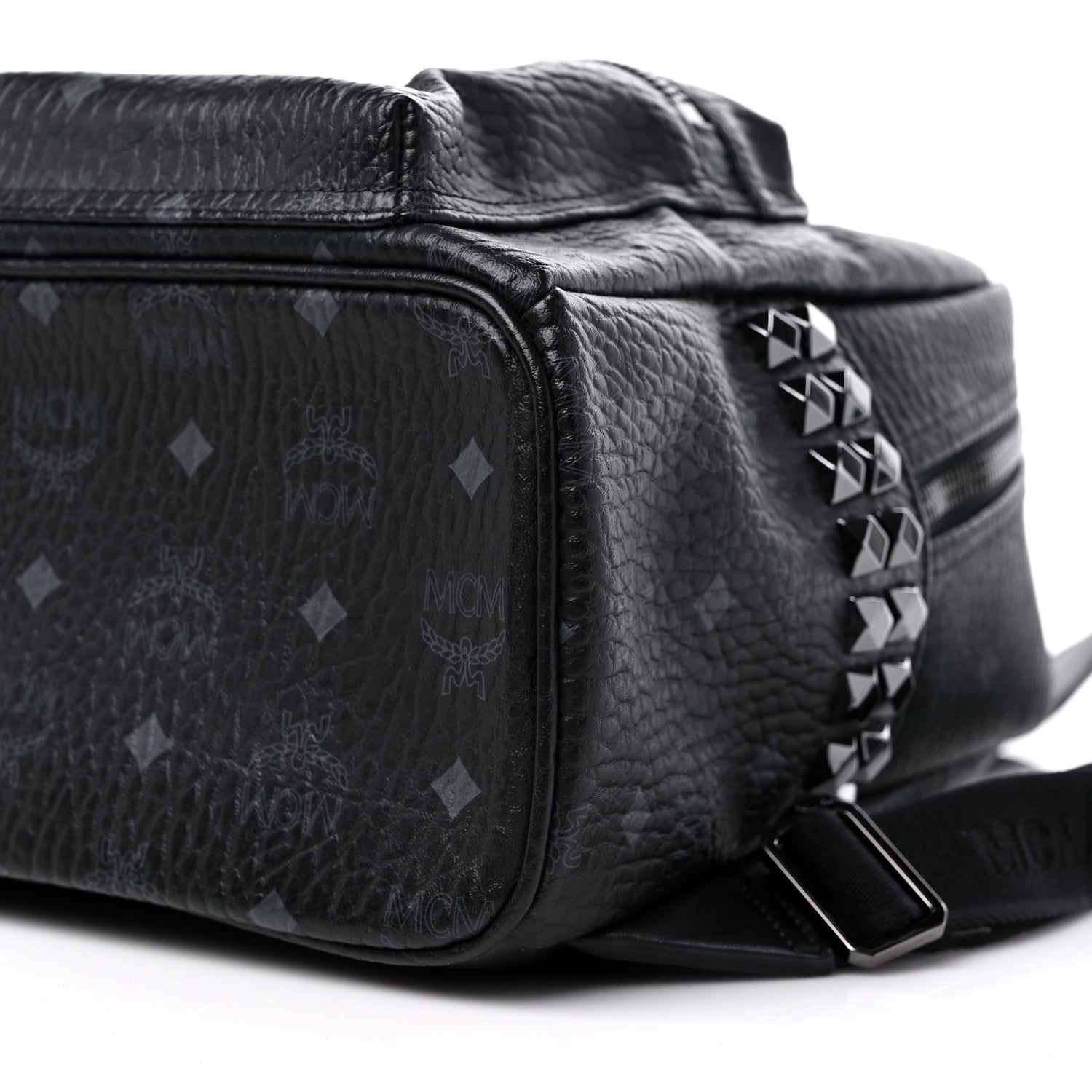 MCM Visetos Small Side Stud Stark Backpack Black 7 of 7