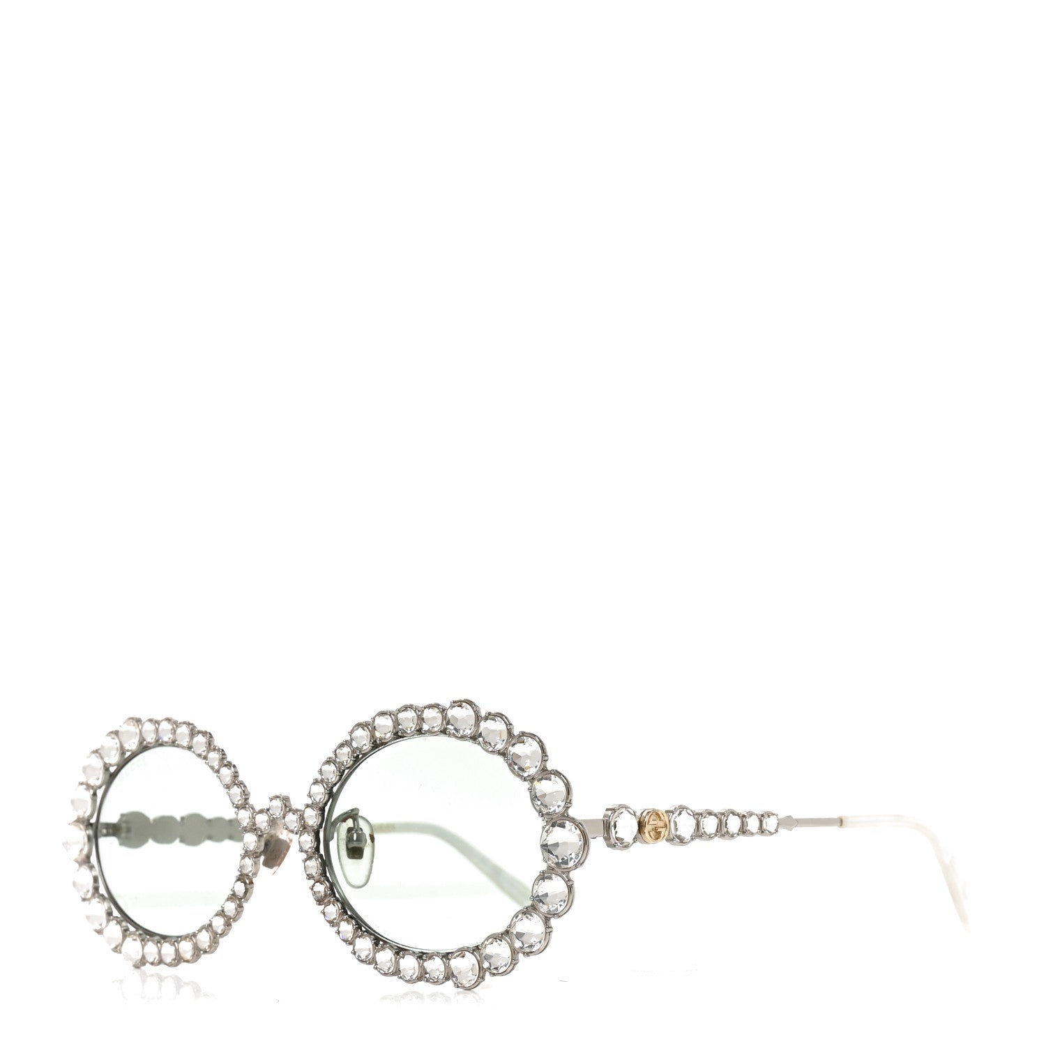 Gucci Crystal Oval Sunglasses GG0620S Silver 1 of 6