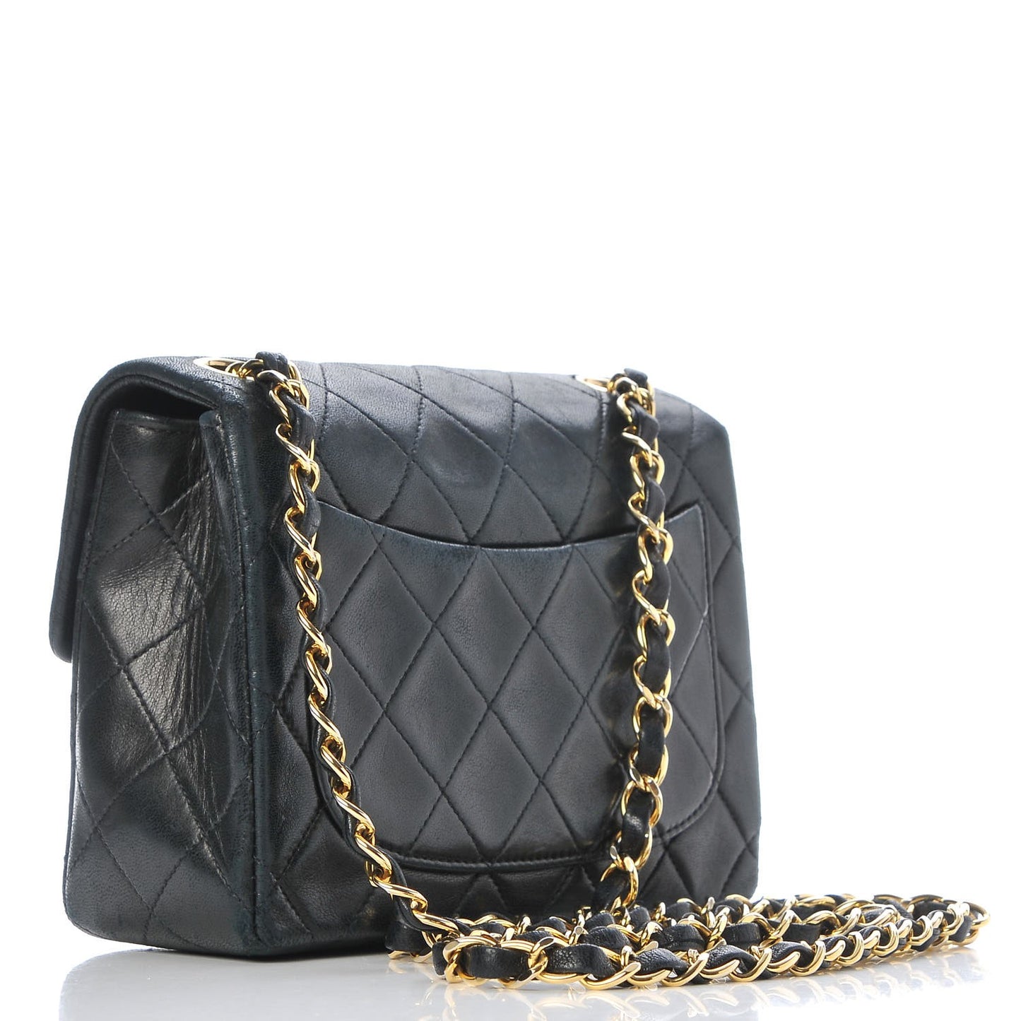 Lambskin Quilted Mini Square Flap Black