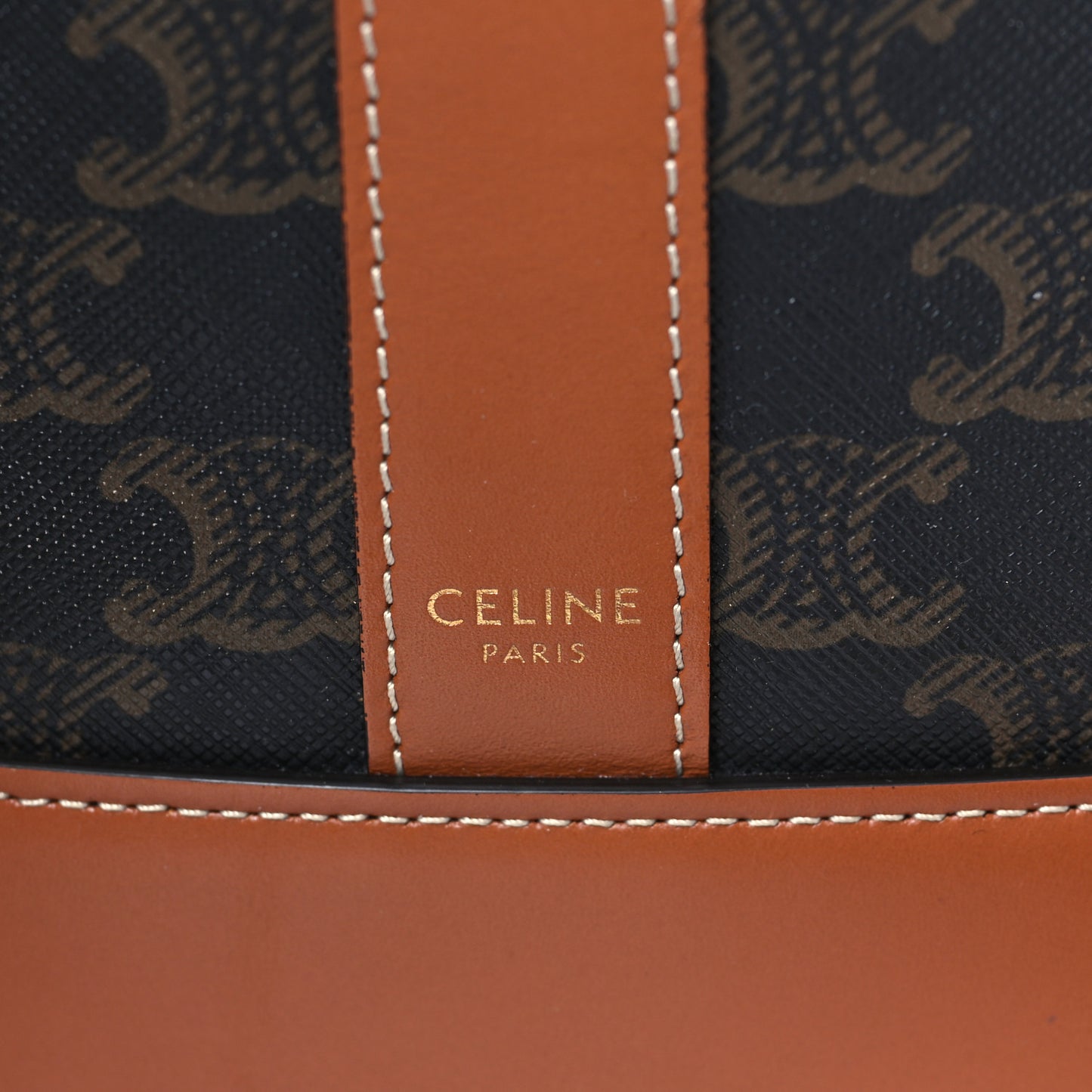 Triomphe Canvas Calfskin Small Bucket Bag Tan