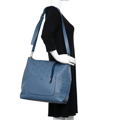 MCM Calfskin Ottomar Monogram Large Klara Hobo Luft Blue 2 of 16