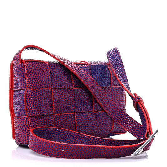 Calfskin Maxi Intrecciato Cassette Crossbody Bag Navy Red